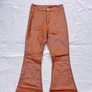 Vintage Faux Leather Flare Pants